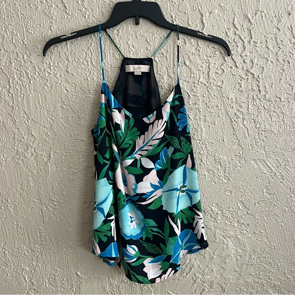 ❤️ LOFT Blue and Green Asymmetrical Camisole